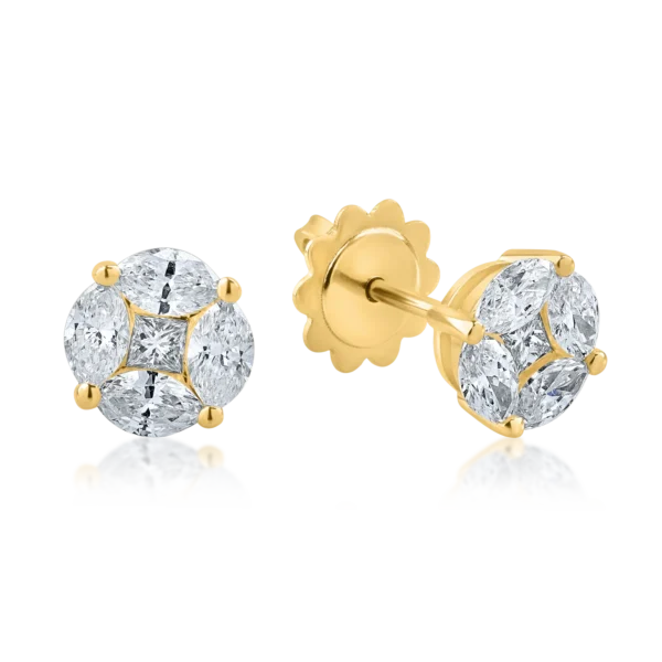 Cercei din aur galben cu diamante de 1.13ct