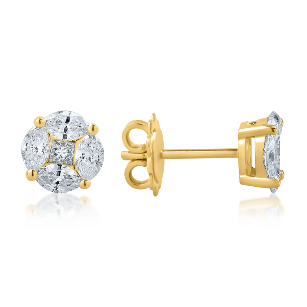 Cercei din aur galben cu diamante de 1.13ct - imagine 3