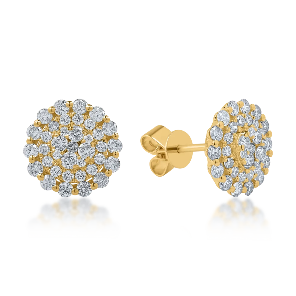 Cercei din aur galben cu diamante de 1.35ct