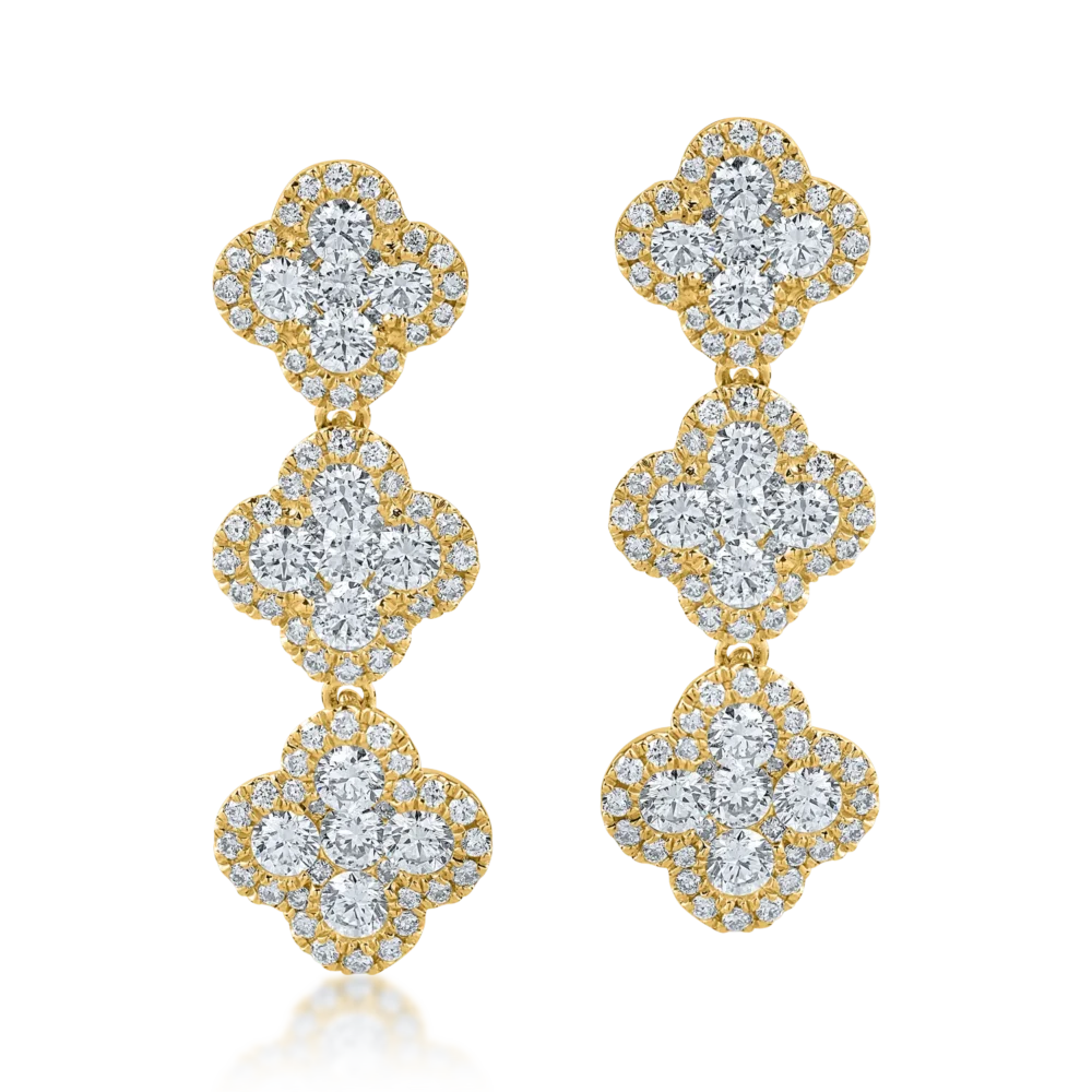 Cercei din aur galben cu diamante de 1.8ct - imagine 2