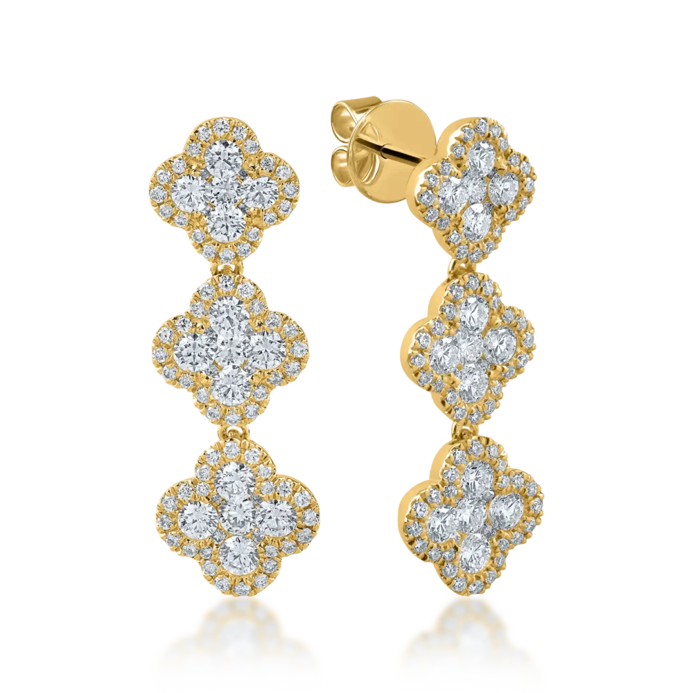 Cercei din aur galben cu diamante de 1.8ct