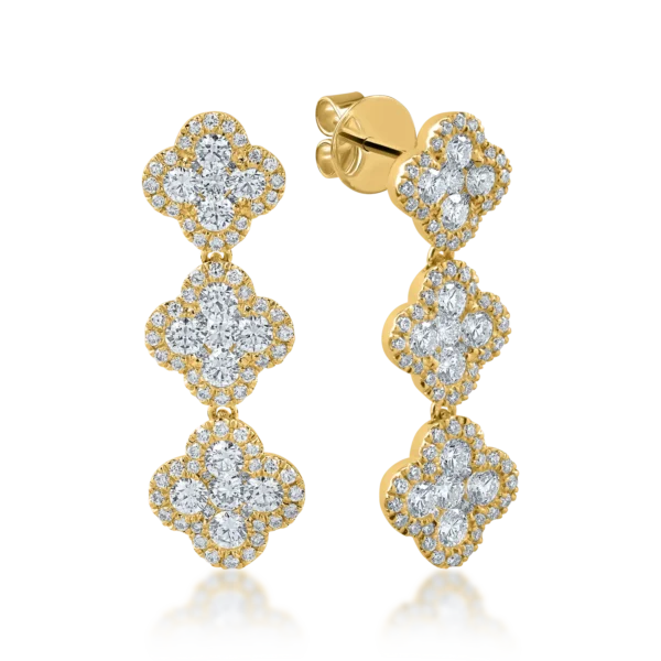 Cercei din aur galben cu diamante de 1.8ct