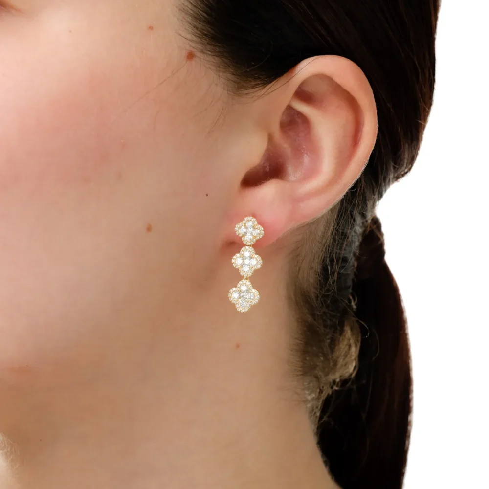 Cercei din aur galben cu diamante de 1.8ct - imagine 3