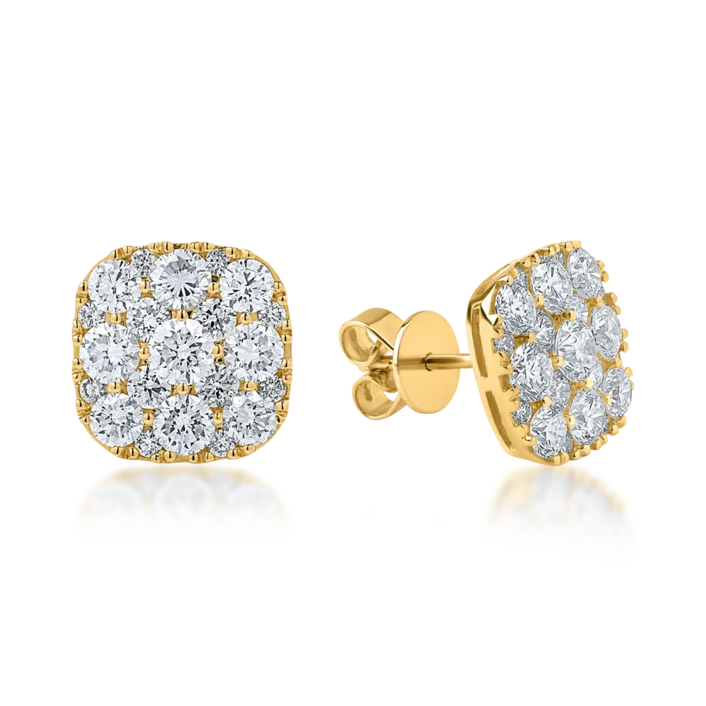 Cercei din aur galben cu diamante de 2.41ct