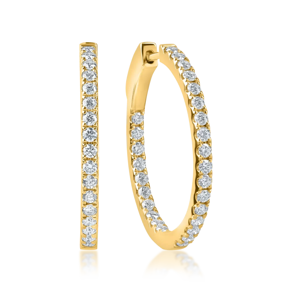 Cercei din aur galben cu diamante microsetting de 1.1ct