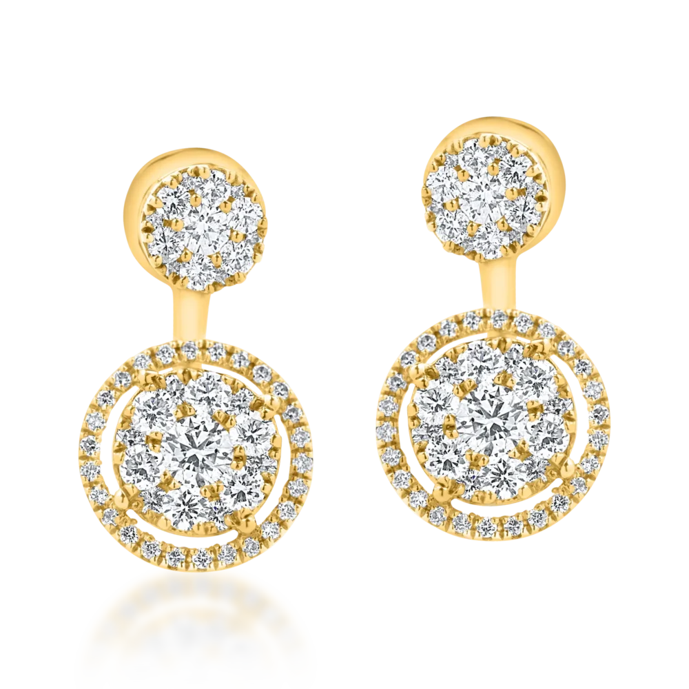 Cercei din aur galben cu diamante microsetting de 1.2ct - imagine 2