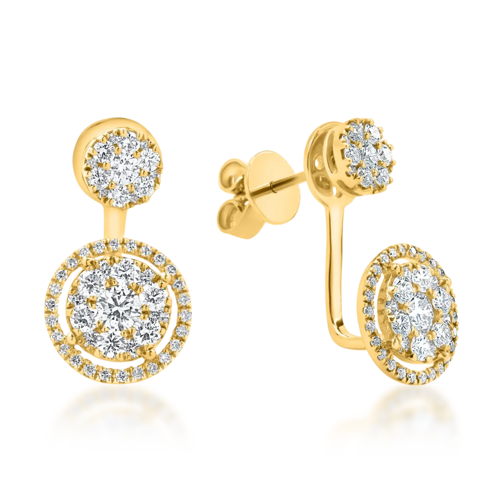 Cercei din aur galben cu diamante microsetting de 1.2ct