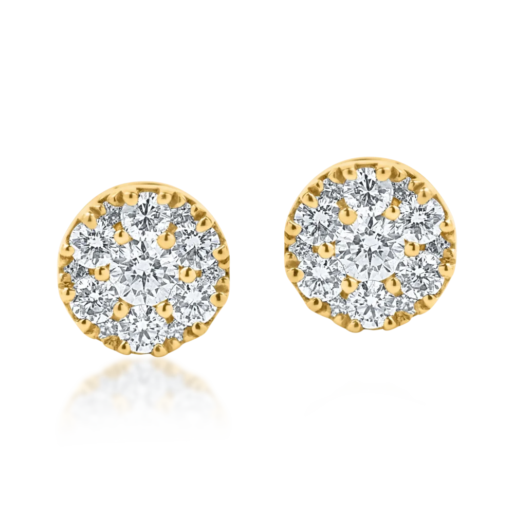 Cercei din aur galben cu diamante microsetting de 1.2ct - imagine 3