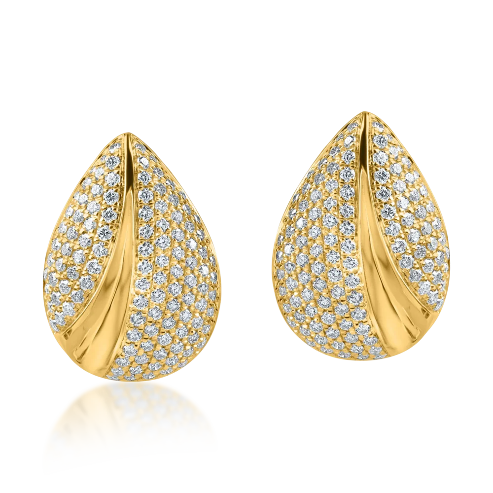 Cercei din aur galben cu diamante microsetting de 1ct - imagine 2