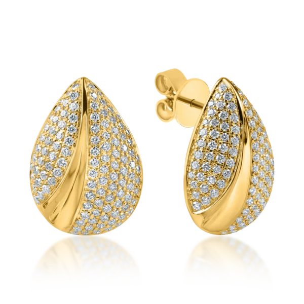 Cercei din aur galben cu diamante microsetting de 1ct