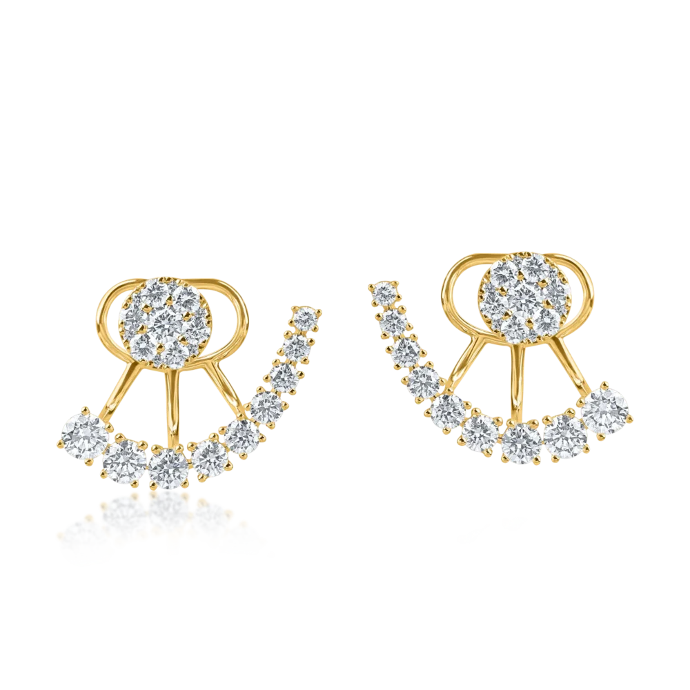 Cercei din aur galben cu diamante microsetting de 2.3ct - imagine 2