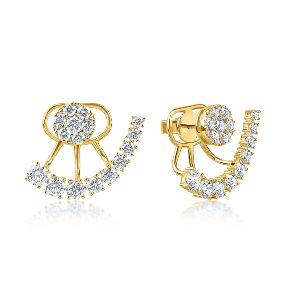 Cercei din aur galben cu diamante microsetting de 2.3ct