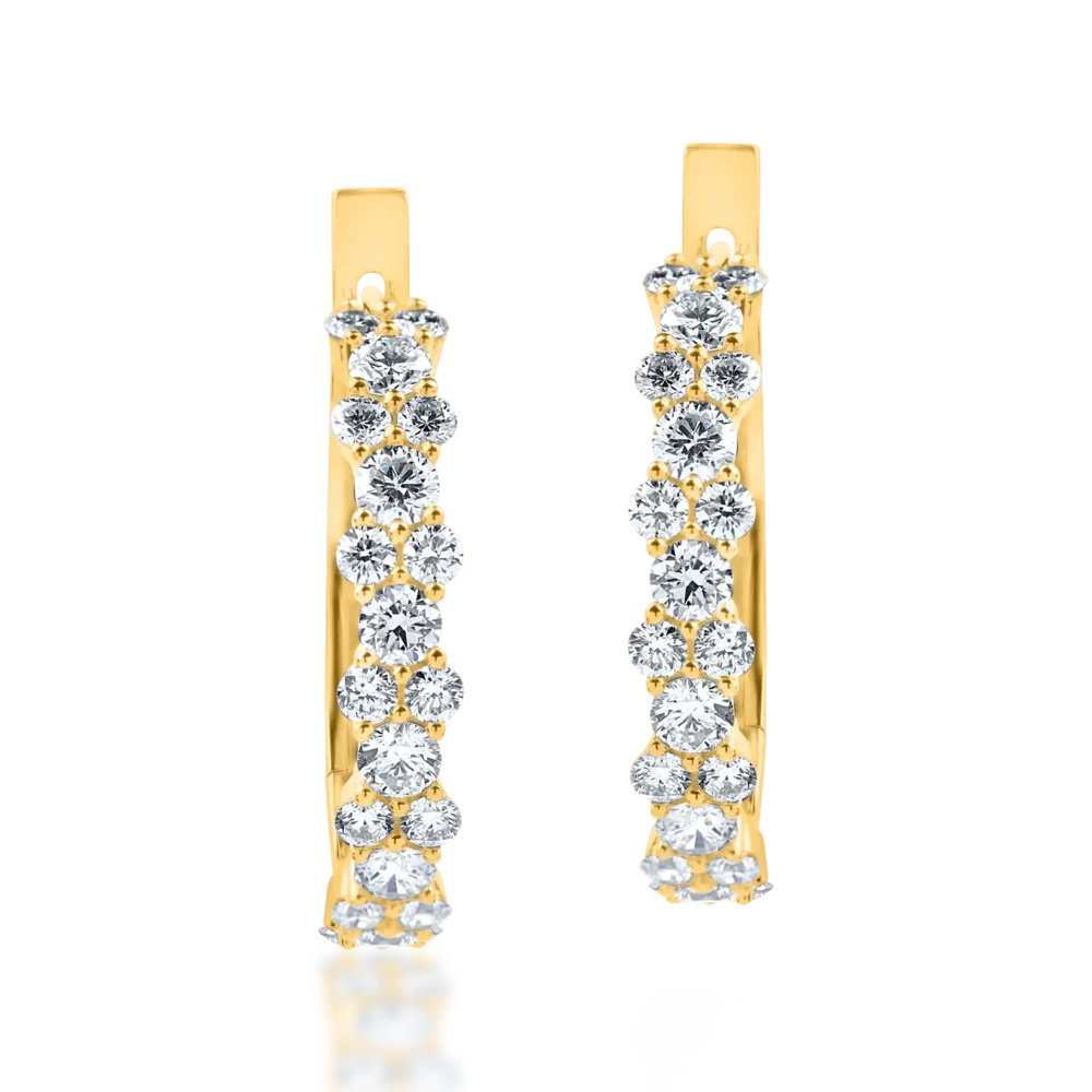 Cercei din aur galben cu diamante microsetting de 2ct - imagine 2