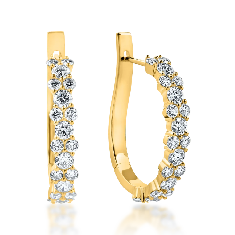Cercei din aur galben cu diamante microsetting de 2ct