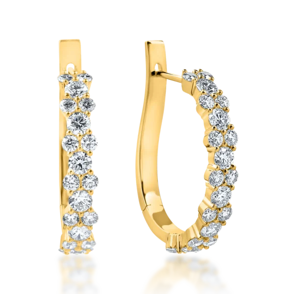 Cercei din aur galben cu diamante microsetting de 2ct