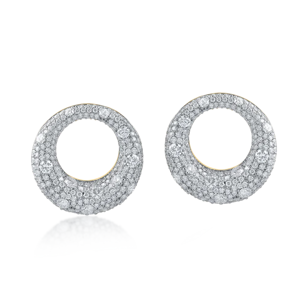 Cercei din aur galben cu diamante microsetting de 4.4ct - imagine 2