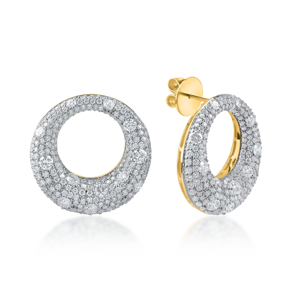 Cercei din aur galben cu diamante microsetting de 4.4ct