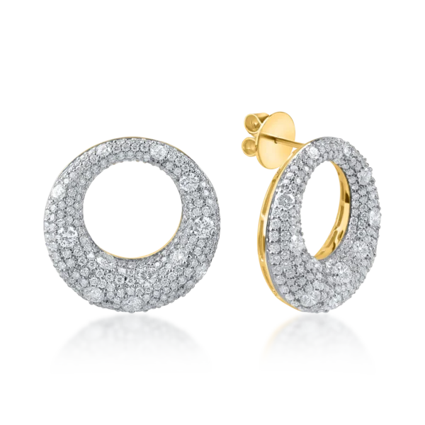 Cercei din aur galben cu diamante microsetting de 4.4ct