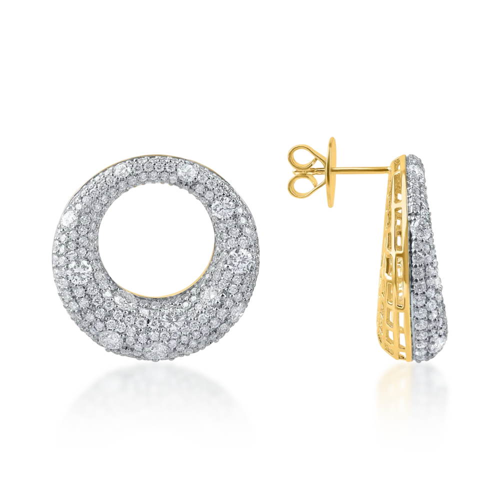Cercei din aur galben cu diamante microsetting de 4.4ct - imagine 3
