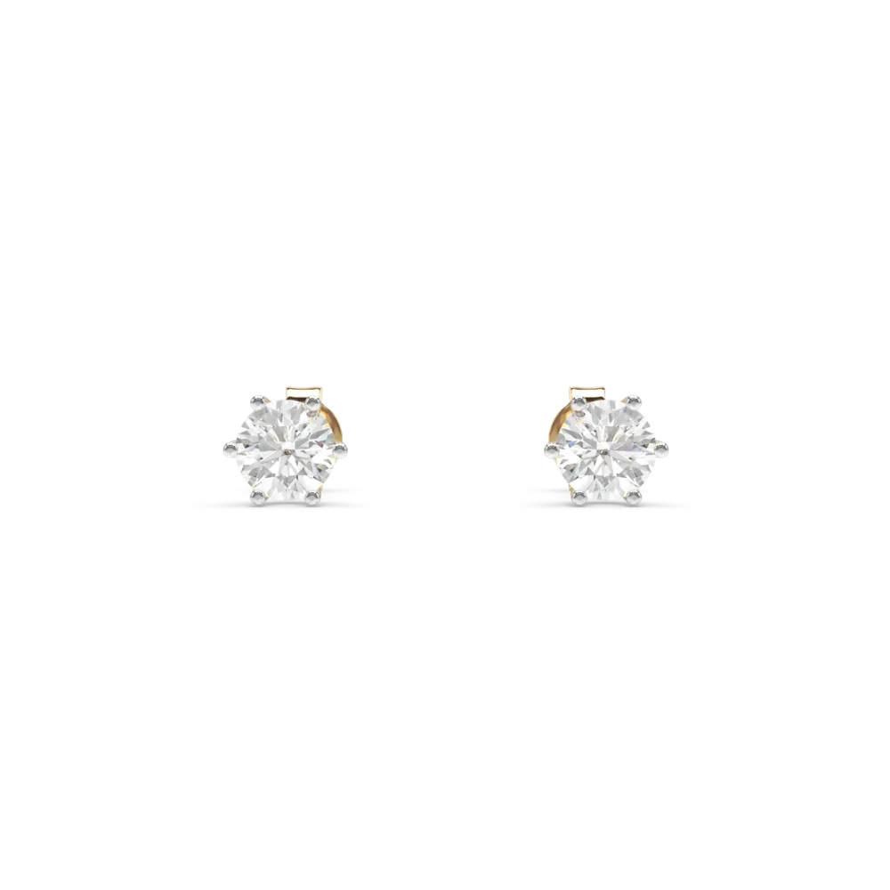 Cercei din aur galben cu diamante solitaire de 0.4ct - imagine 2