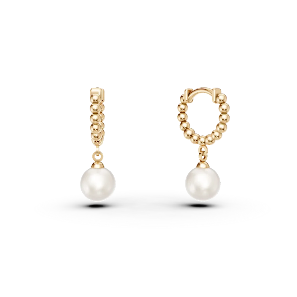 Cercei din aur galben cu perle sintetice