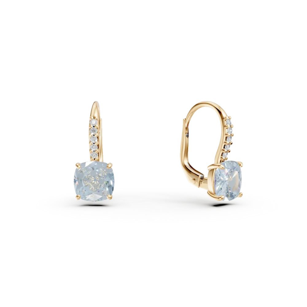 Cercei din aur galben cu topaze cushion de 2.2ct si zirconii