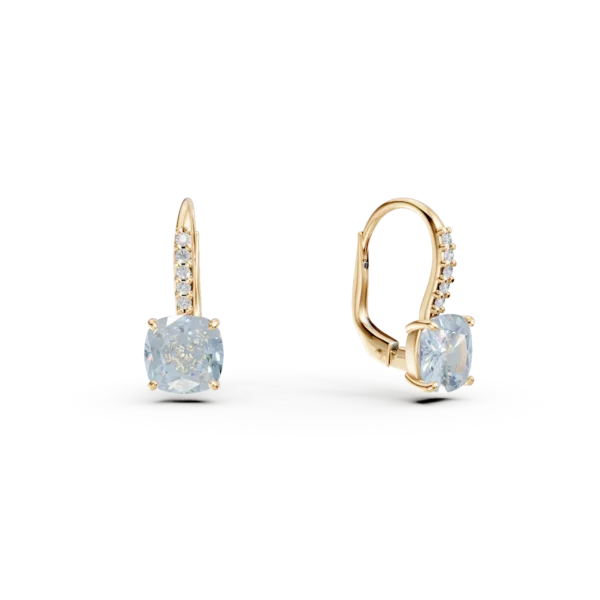 Cercei din aur galben cu topaze cushion de 2.2ct si zirconii