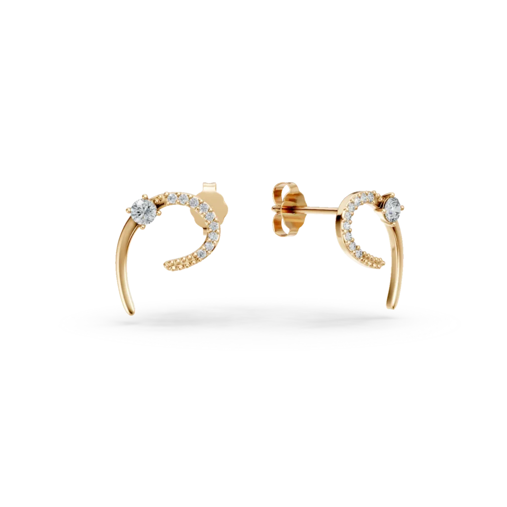 Cercei din aur galben cu zirconii