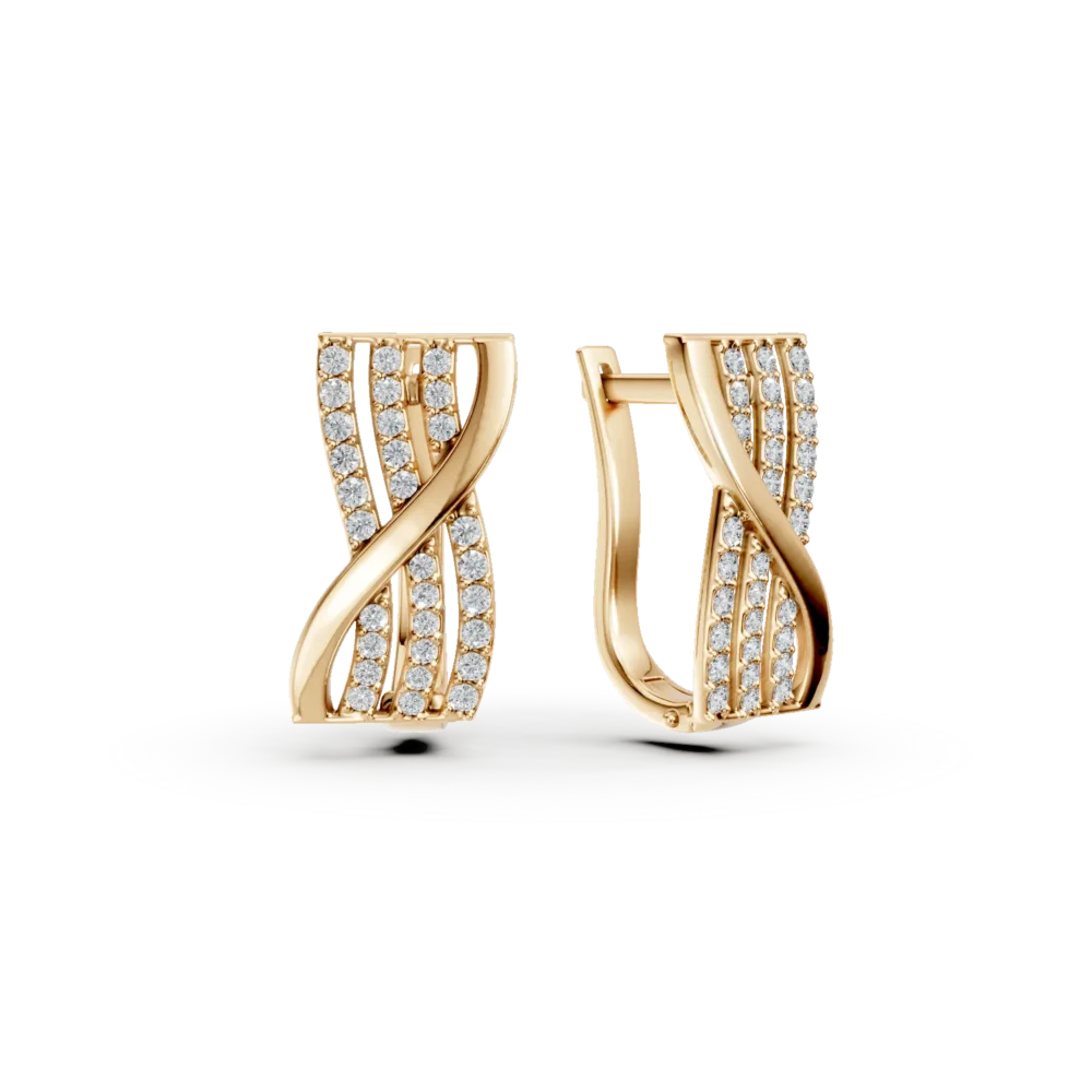 Cercei din aur galben cu zirconii