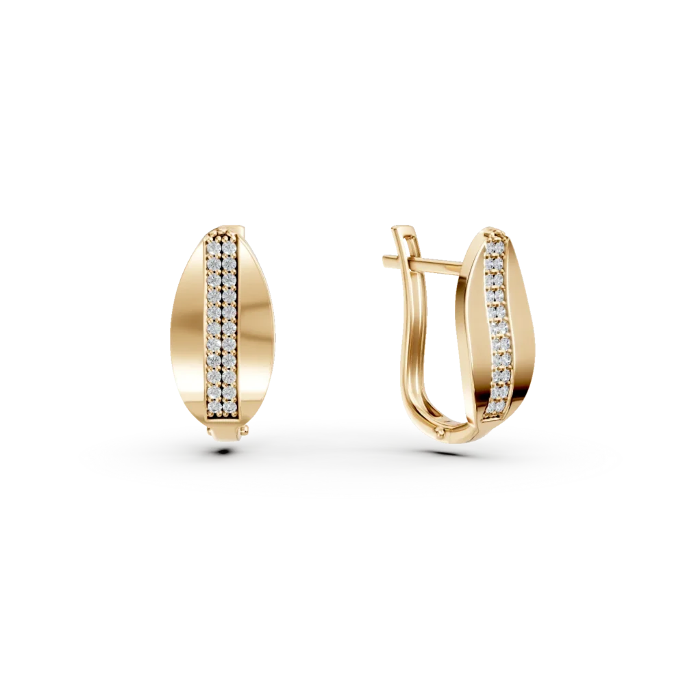 Cercei din aur galben cu zirconii