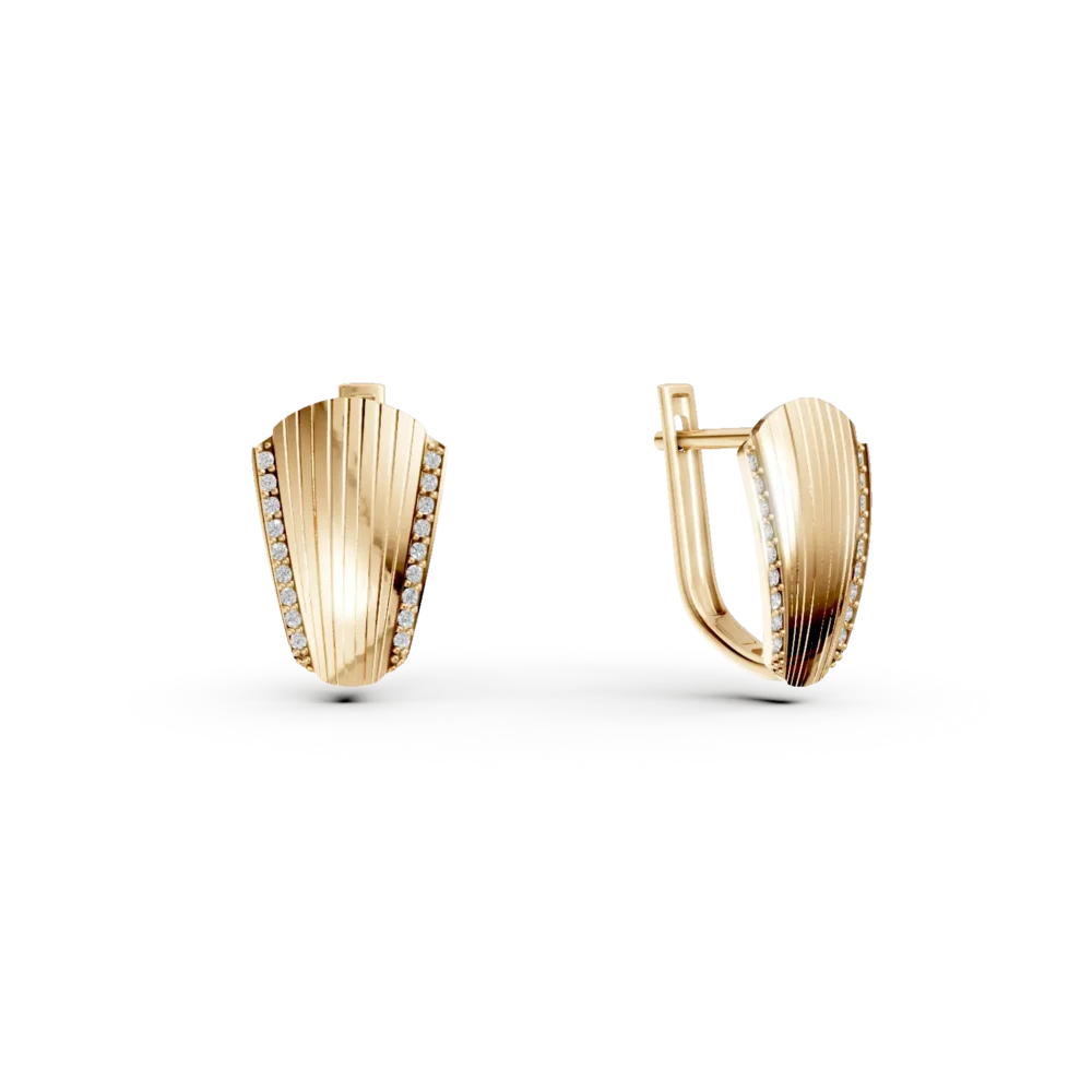 Cercei din aur galben cu zirconii