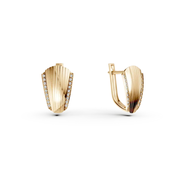 Cercei din aur galben cu zirconii