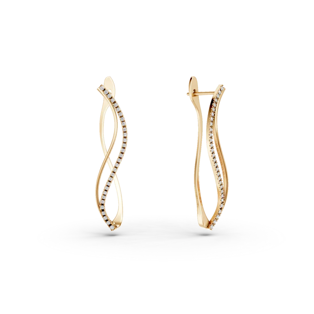 Cercei din aur galben cu zirconii