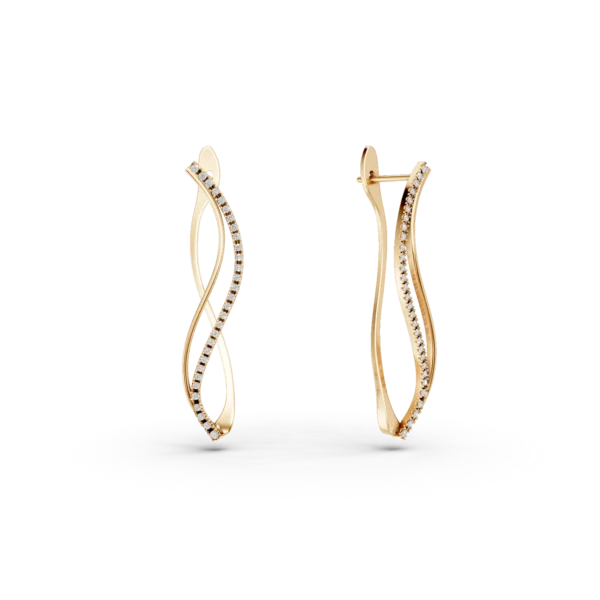 Cercei din aur galben cu zirconii