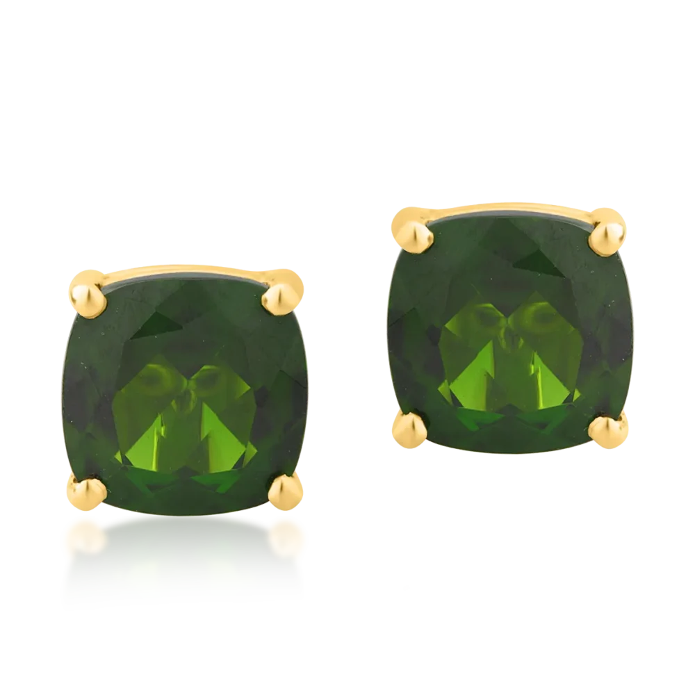 Cercei din aur galben cu cromdiopsid square de 4.35ct - imagine 2