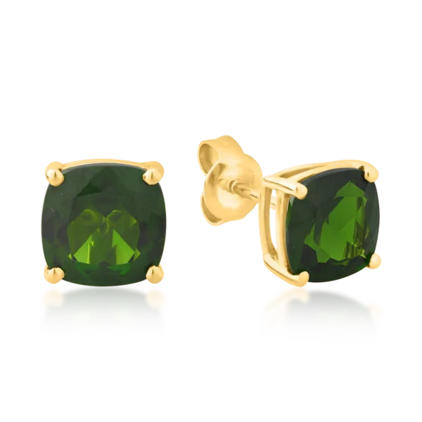 Cercei din aur galben cu cromdiopsid square de 4.35ct