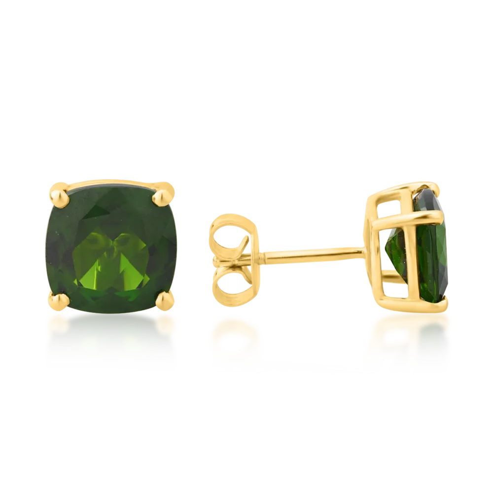 Cercei din aur galben cu cromdiopsid square de 4.35ct - imagine 3