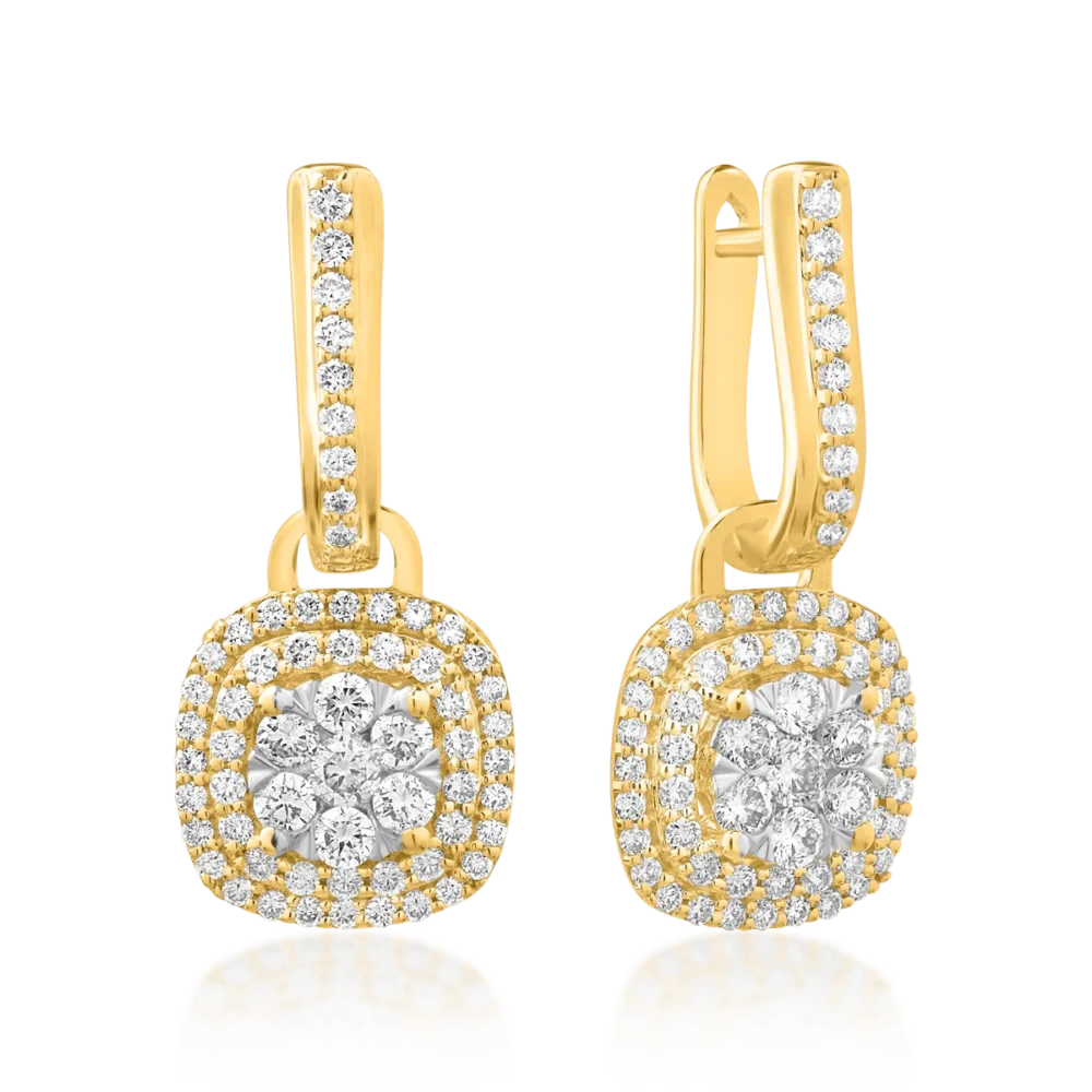 Cercei din aur galben cu diamante de 1ct