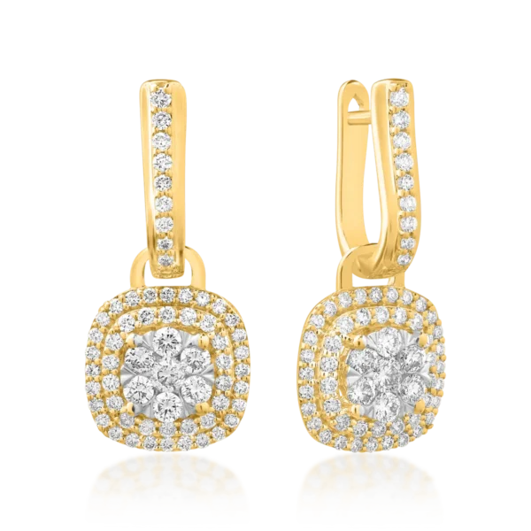 Cercei din aur galben cu diamante de 1ct