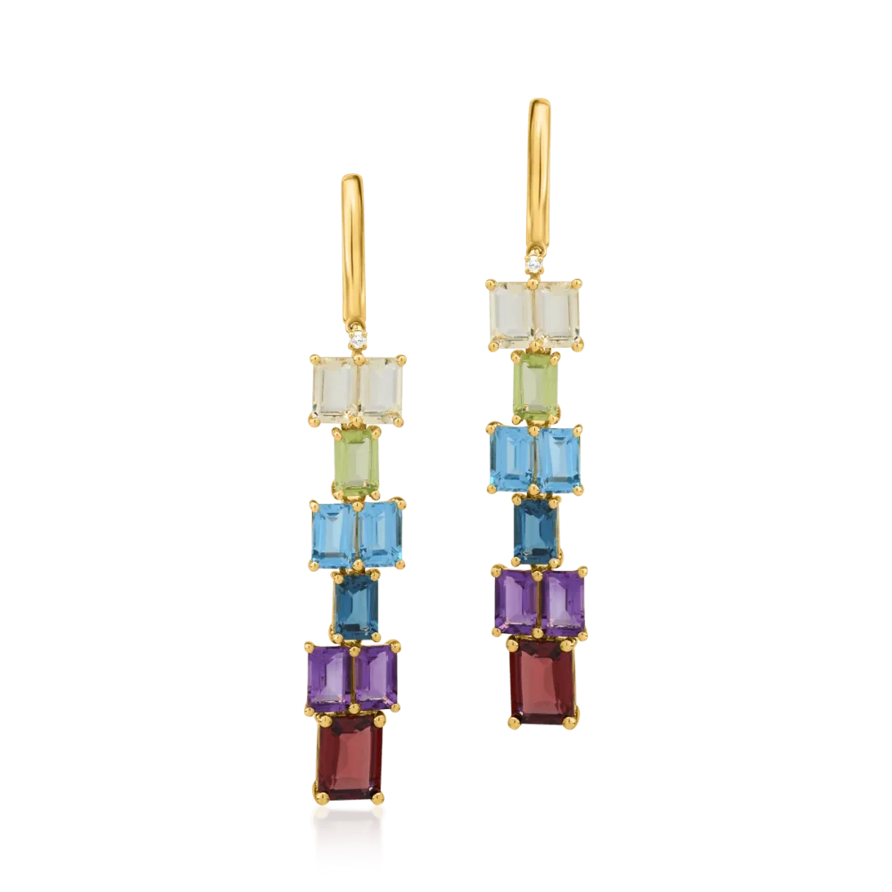 Cercei din aur galben cu pietre pretioase si semipretioase de 12.28ct - imagine 2