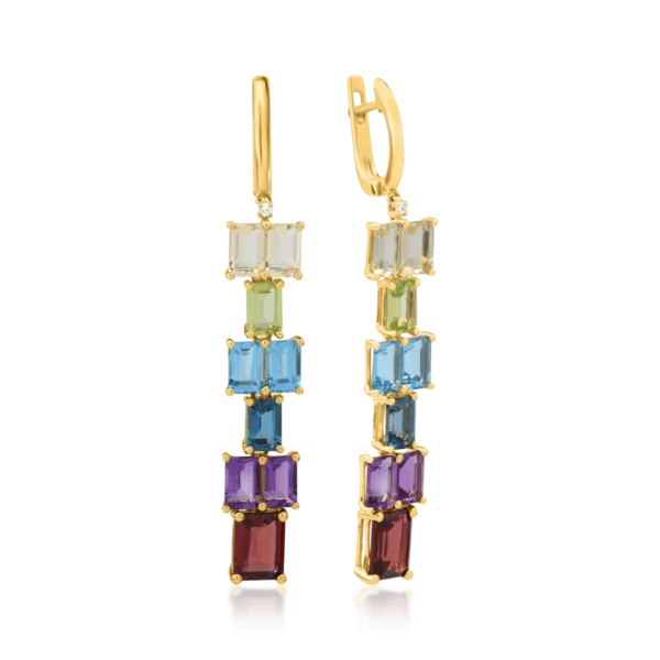 Cercei din aur galben cu pietre pretioase si semipretioase de 12.28ct