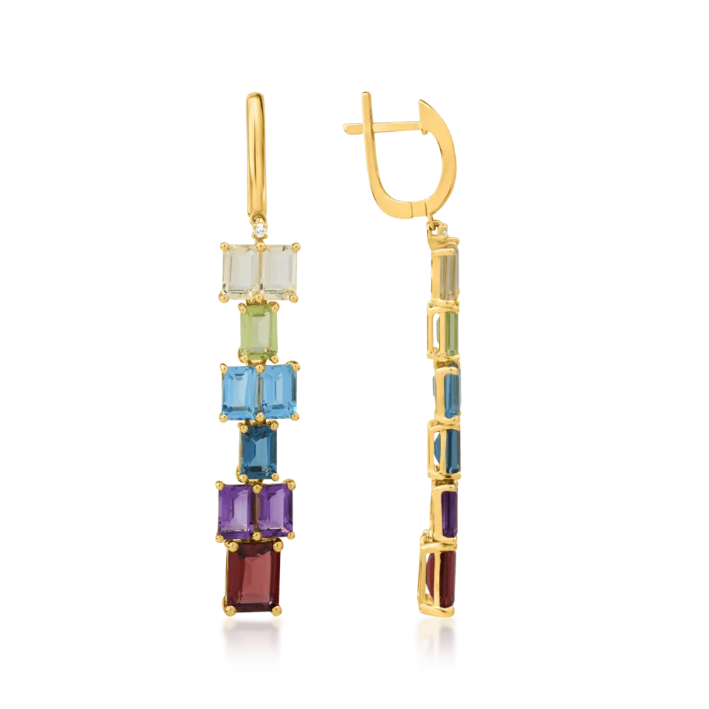 Cercei din aur galben cu pietre pretioase si semipretioase de 12.28ct - imagine 3