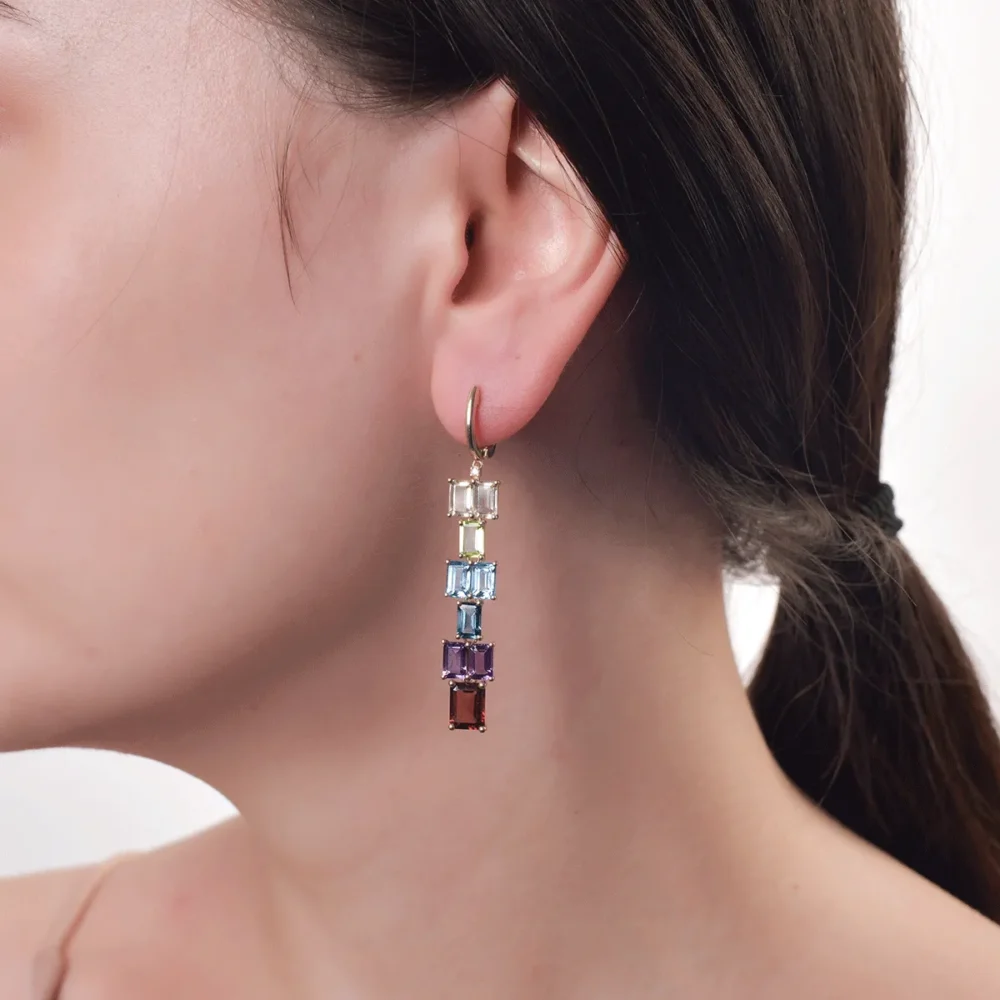 Cercei din aur galben cu pietre pretioase si semipretioase de 12.28ct - imagine 4