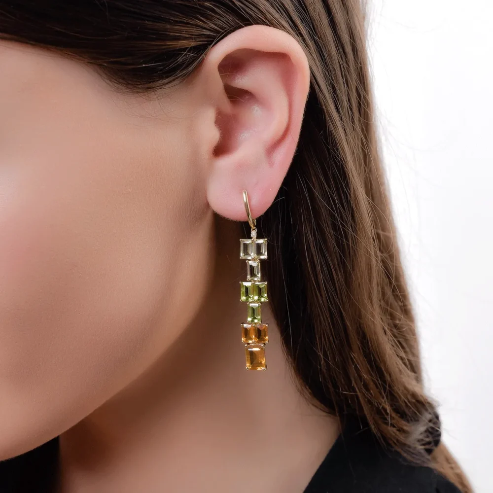 Cercei din aur galben cu pietre pretioase si semipretioase de 12.28ct - imagine 5