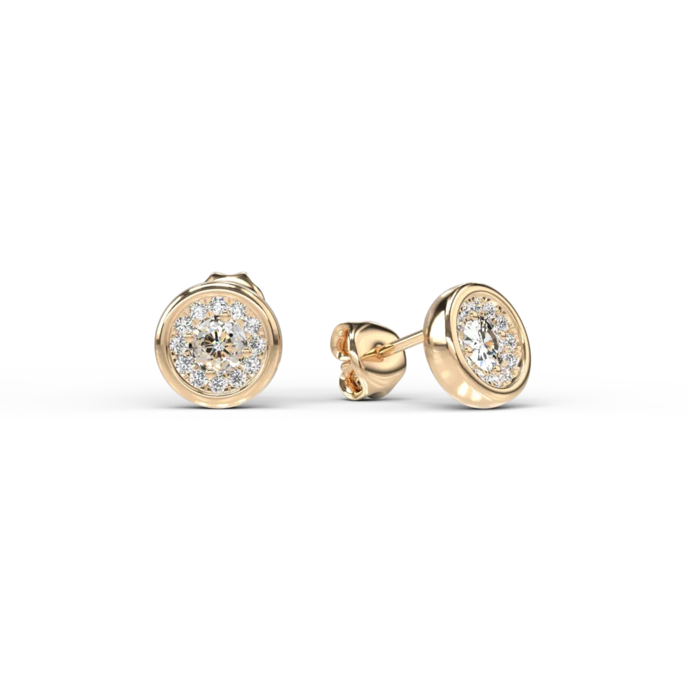 Cercei din aur galben cu diamant de 0.329ct