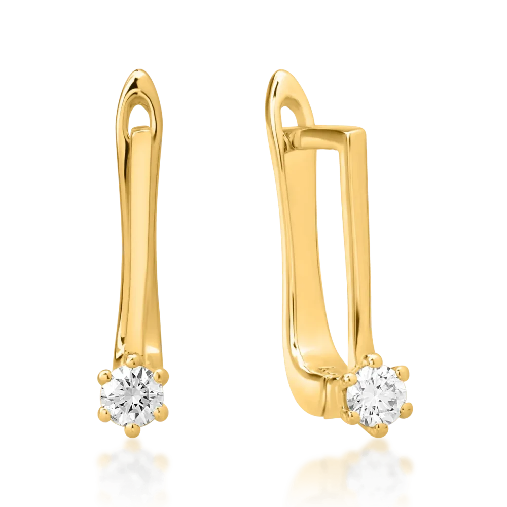 Cercei din aur galben cu diamante de 0.15ct