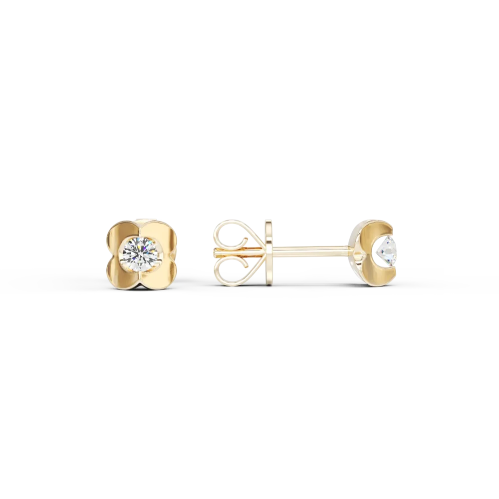 Cercei din aur galben cu diamante de 0.1ct - imagine 3