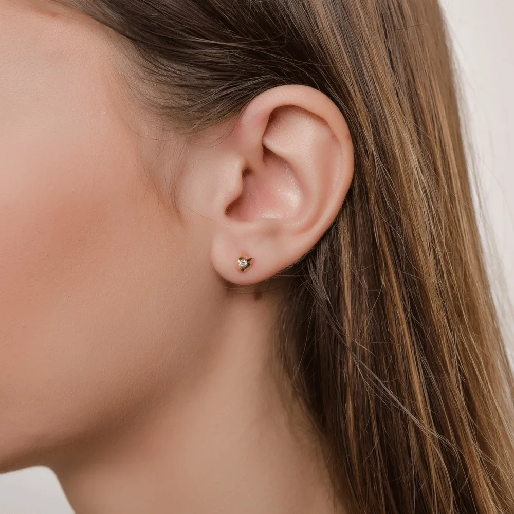 Cercei din aur galben cu diamante de 0.1ct - imagine 4