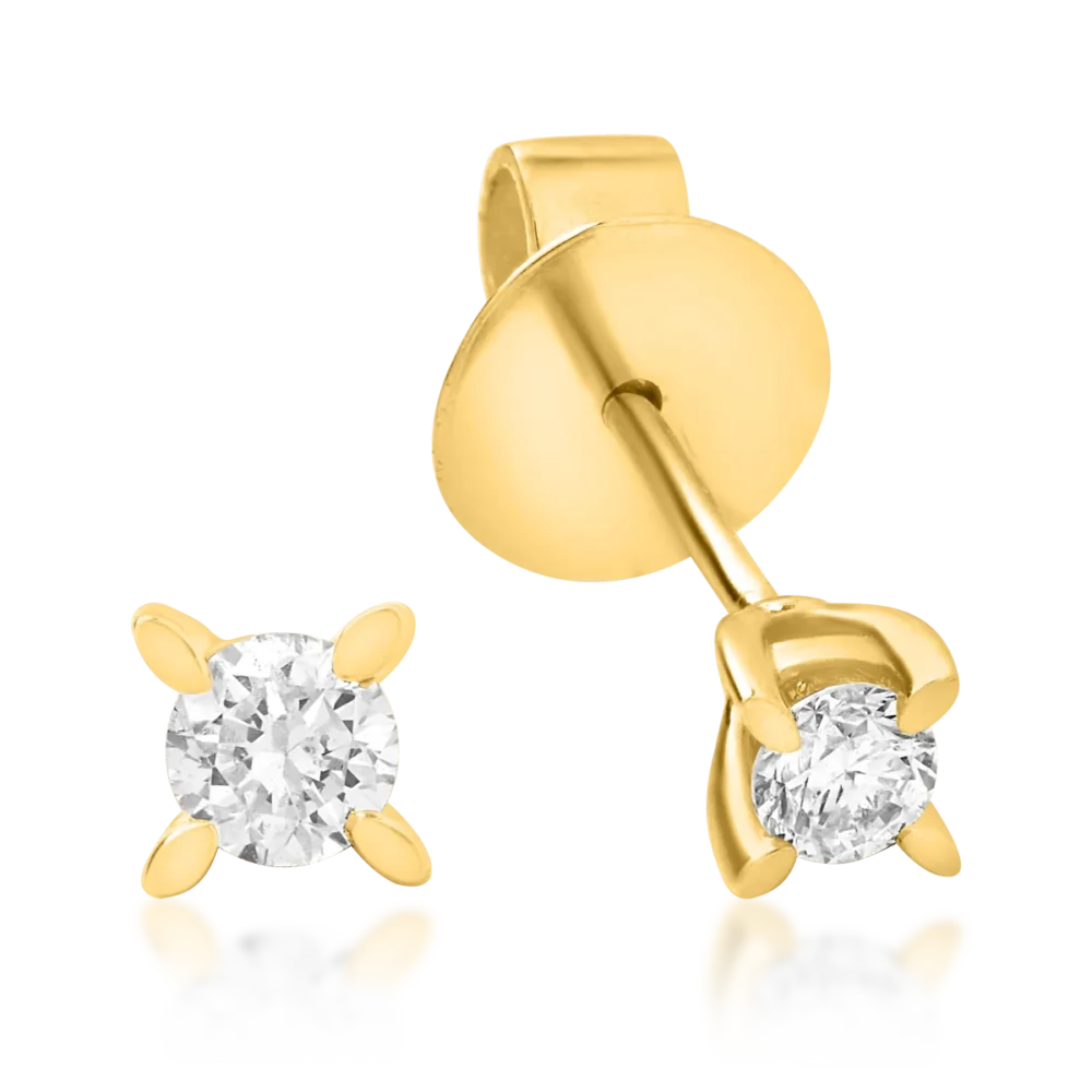 Cercei din aur galben cu diamante de 0.2ct