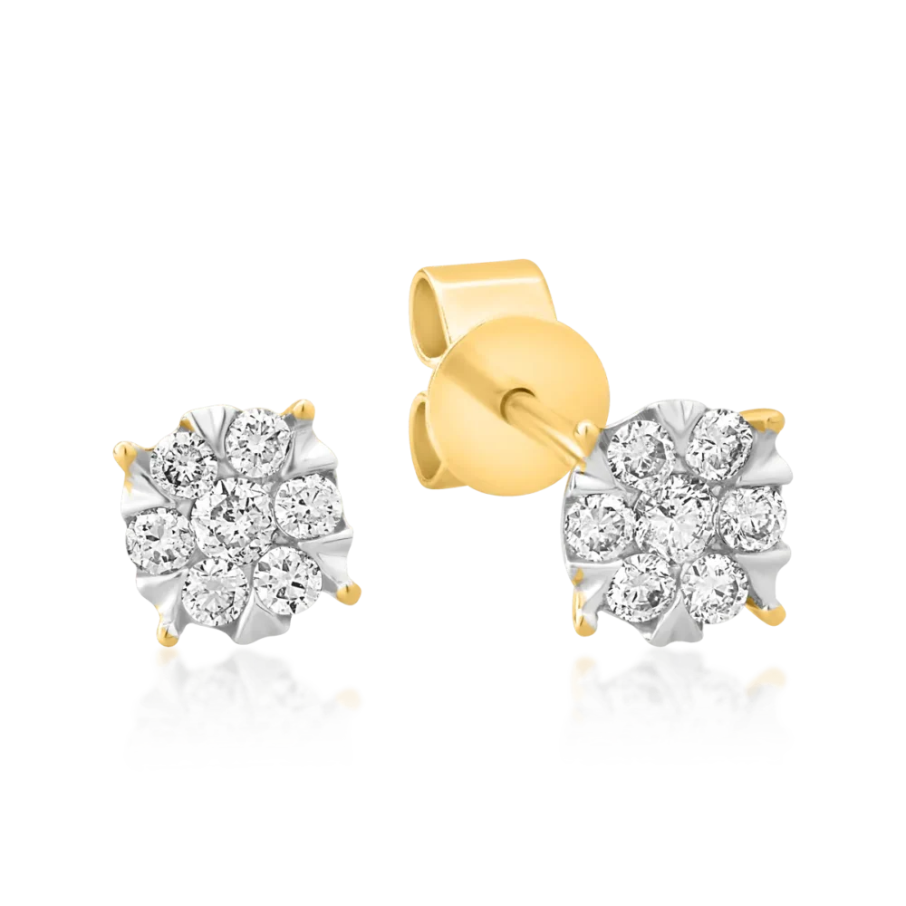 Cercei din aur galben cu diamante de 0.2ct